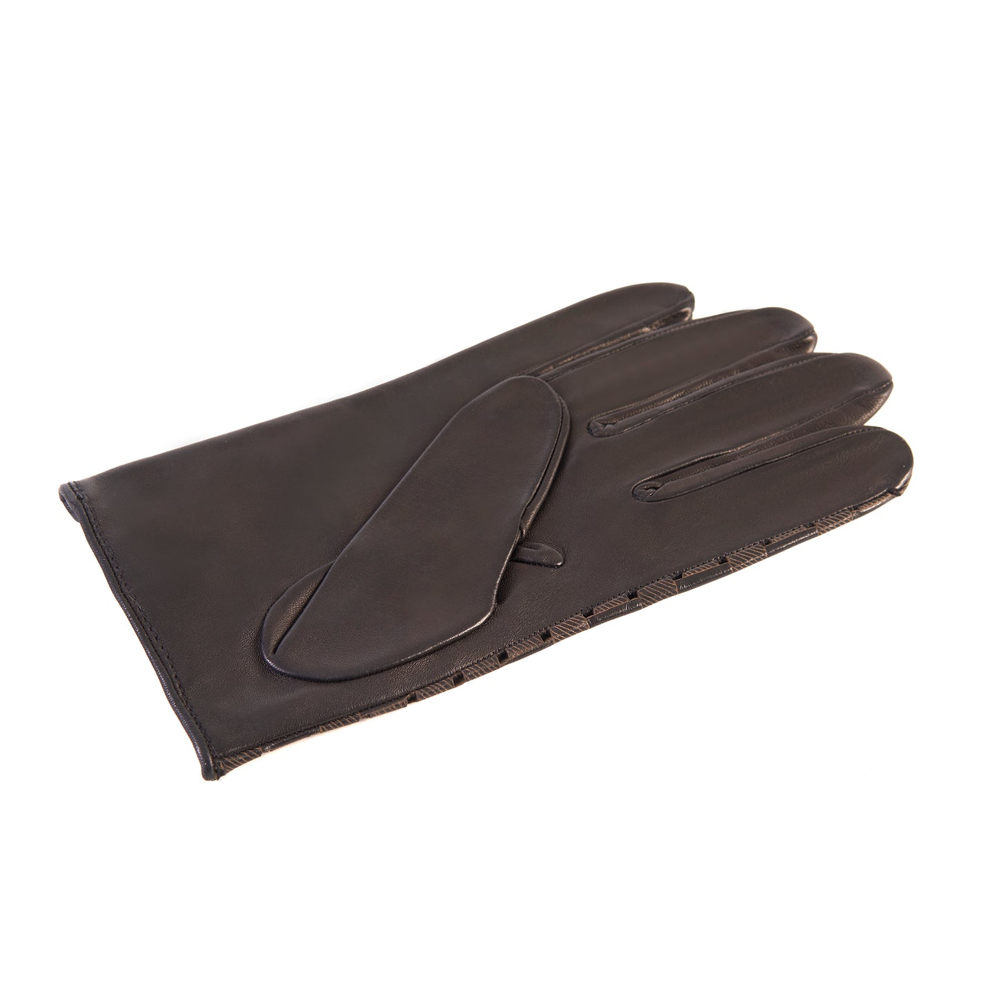 Men's black nappa leather driving gloves with laser-cut details