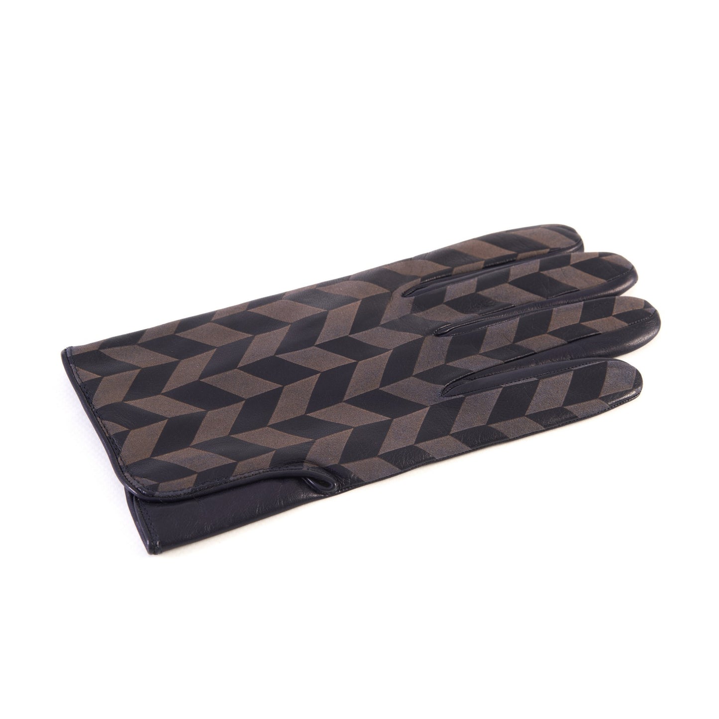 Men's blue nappa leather gloves with laser-worked on the back palm opening and cashmere lining