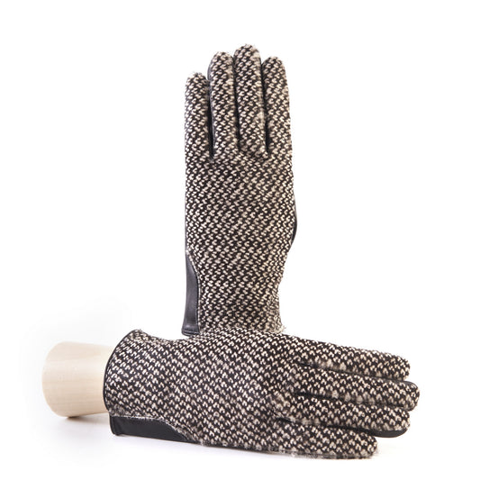 Men's black nappa leather gloves with a pony panel on top and silk lined