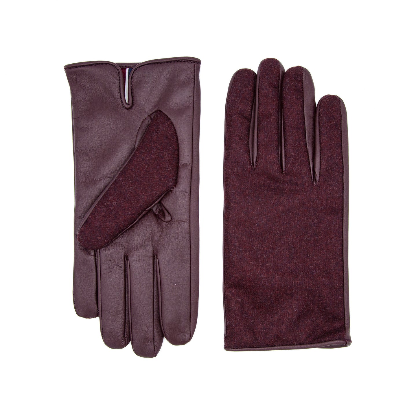 Men's burgundy nappa touch leather gloves and Holland&Sherry wool top