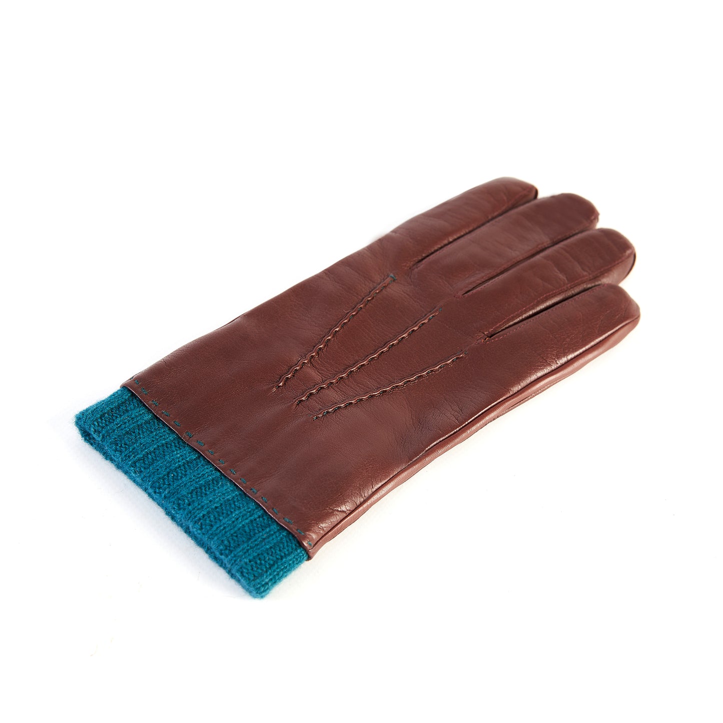 Men's burgundy nappa leather gloves with coloured cashmere lining and cuff
