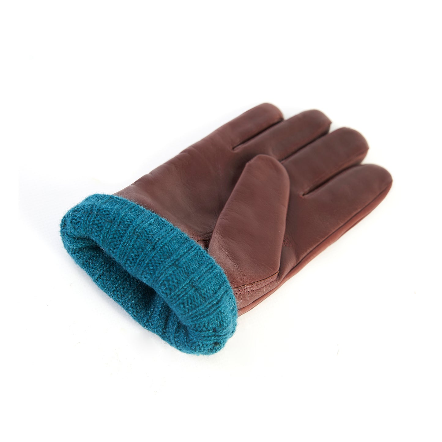 Men's burgundy nappa leather gloves with coloured cashmere lining and cuff