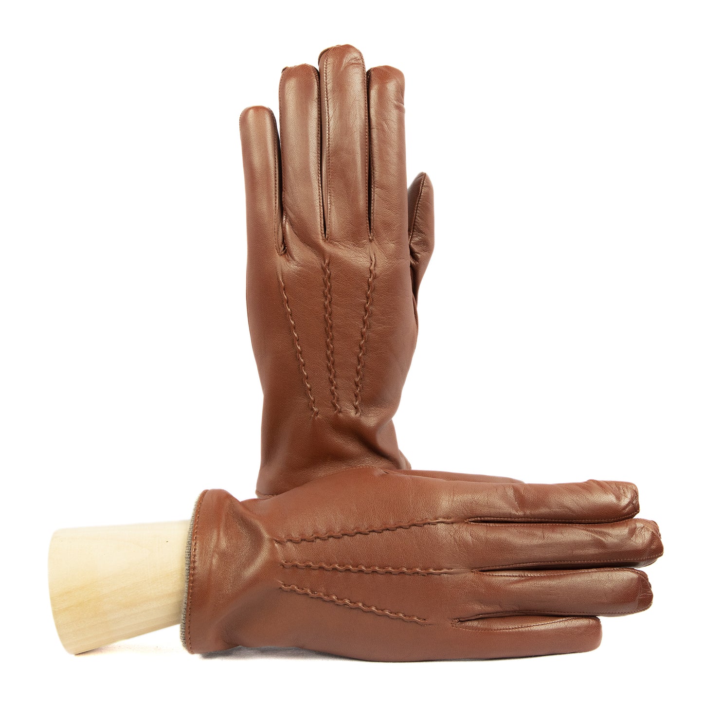 Men's cognac nappa leather gloves and cashmere lining