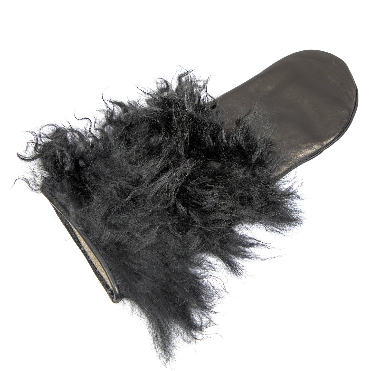 Woman's nappa mitten  gloves with mongolia fur