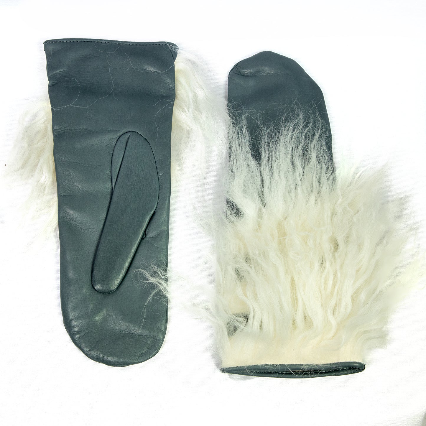 Woman's nappa mitten  gloves with mongolia fur