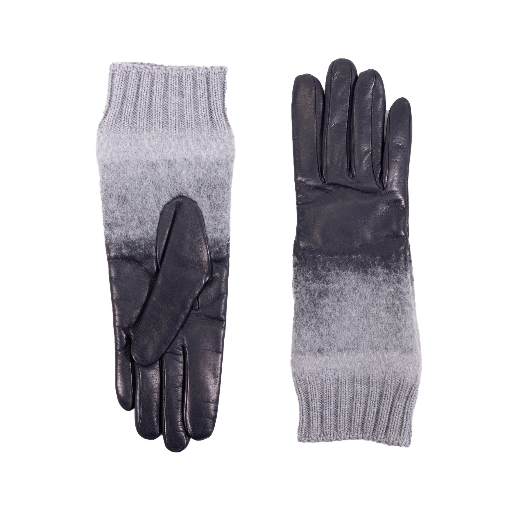 Ladies' nappa leather gloves featuring a stylish gray wool blend, showcasing a sophisticated fusion of materials and elegant design.