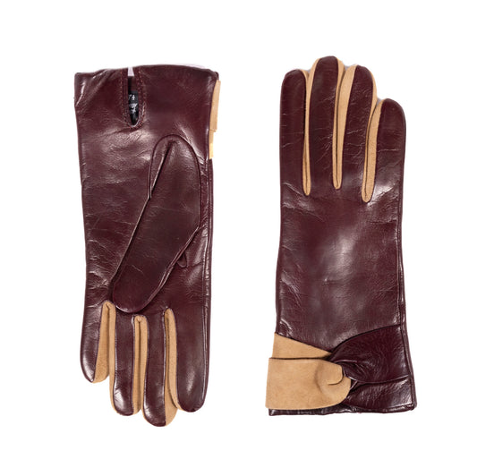 Guanti da donna in nappa e suede con fodera in cashmere