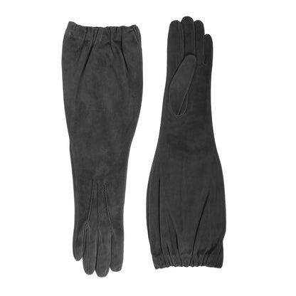 Ladies' mid-length suede leather gloves, silk lined