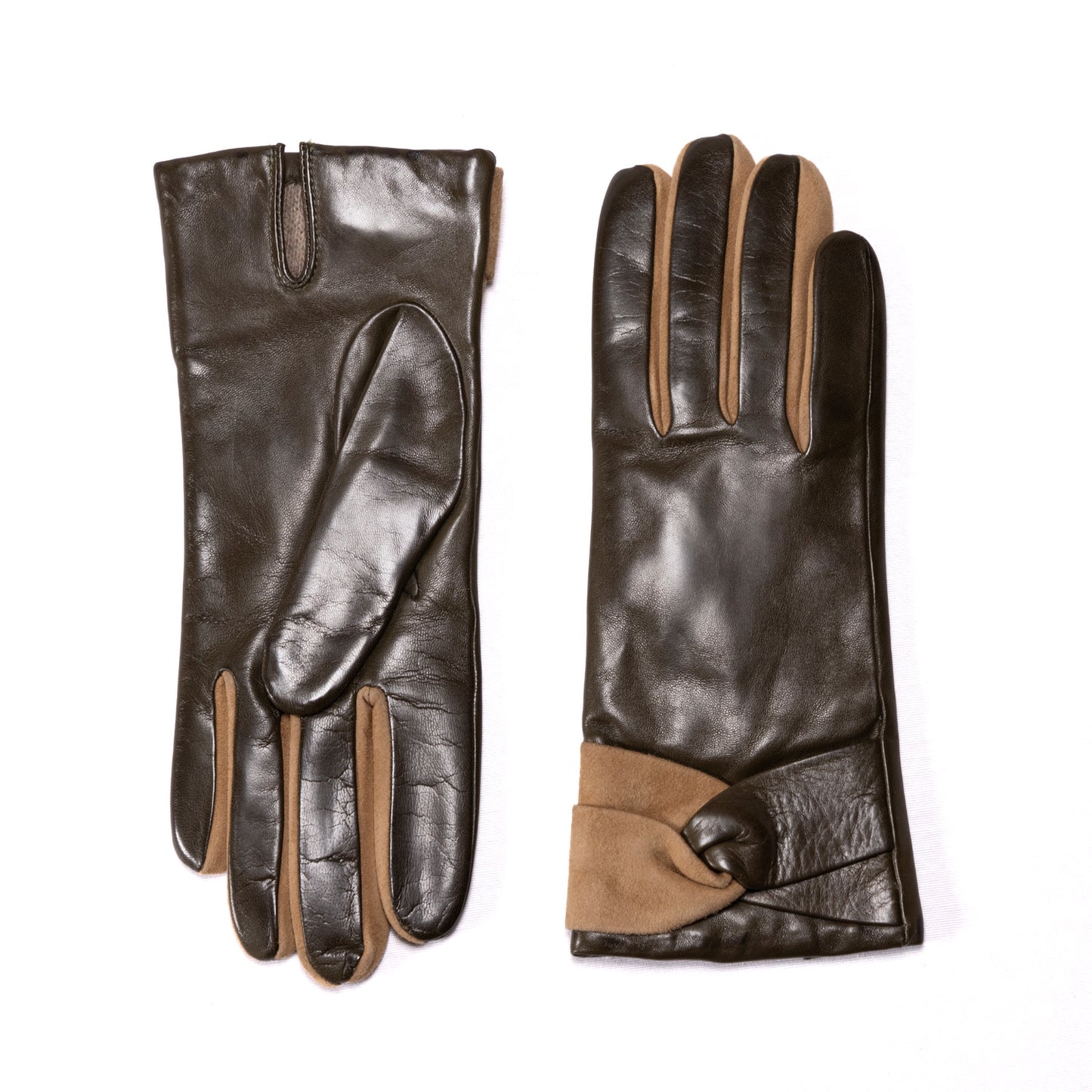 Guanti da donna in nappa e suede con fodera in cashmere