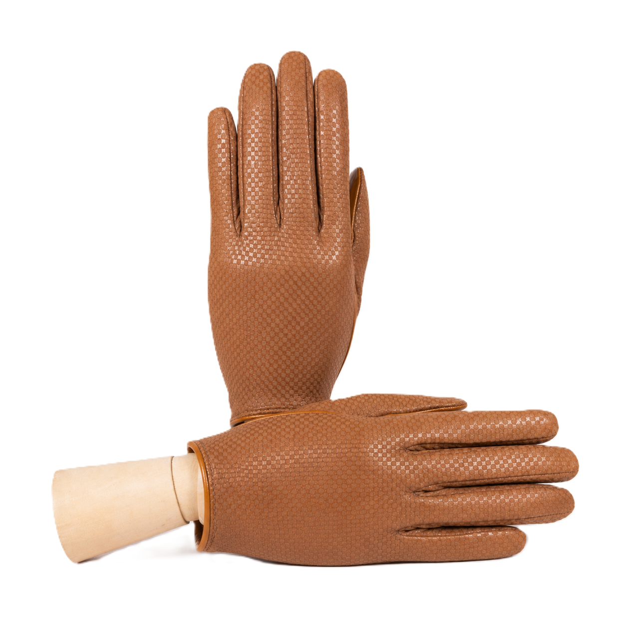 Ladies' check printed nappa leather gloves