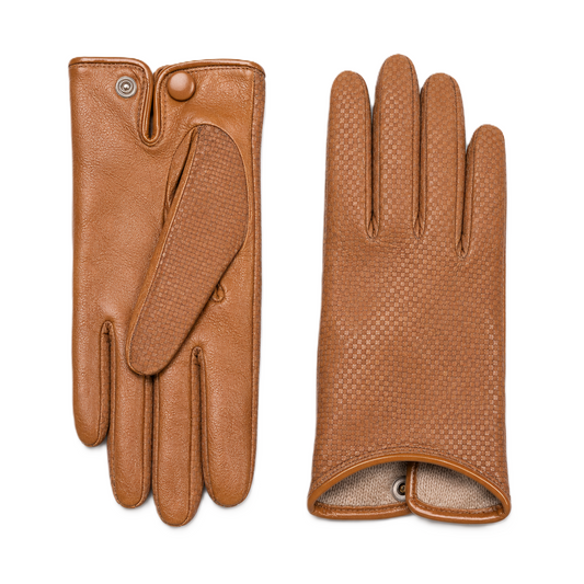 Damen check printed Nappa-Leder Handschuhe