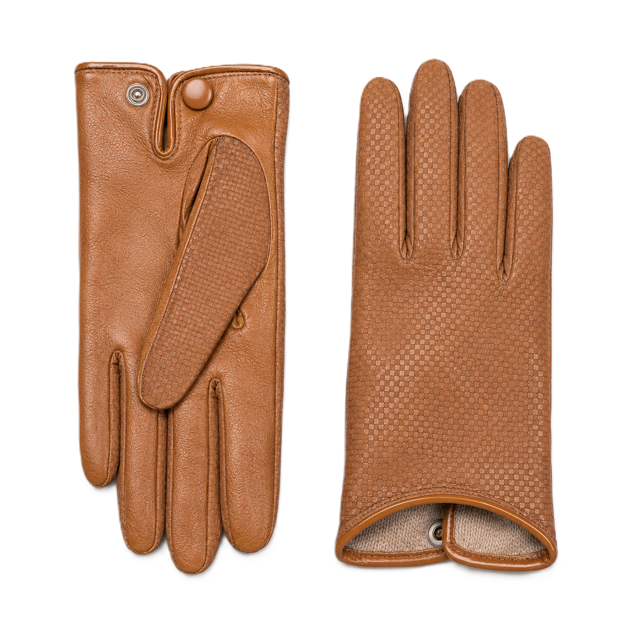 Ladies' check printed nappa leather gloves