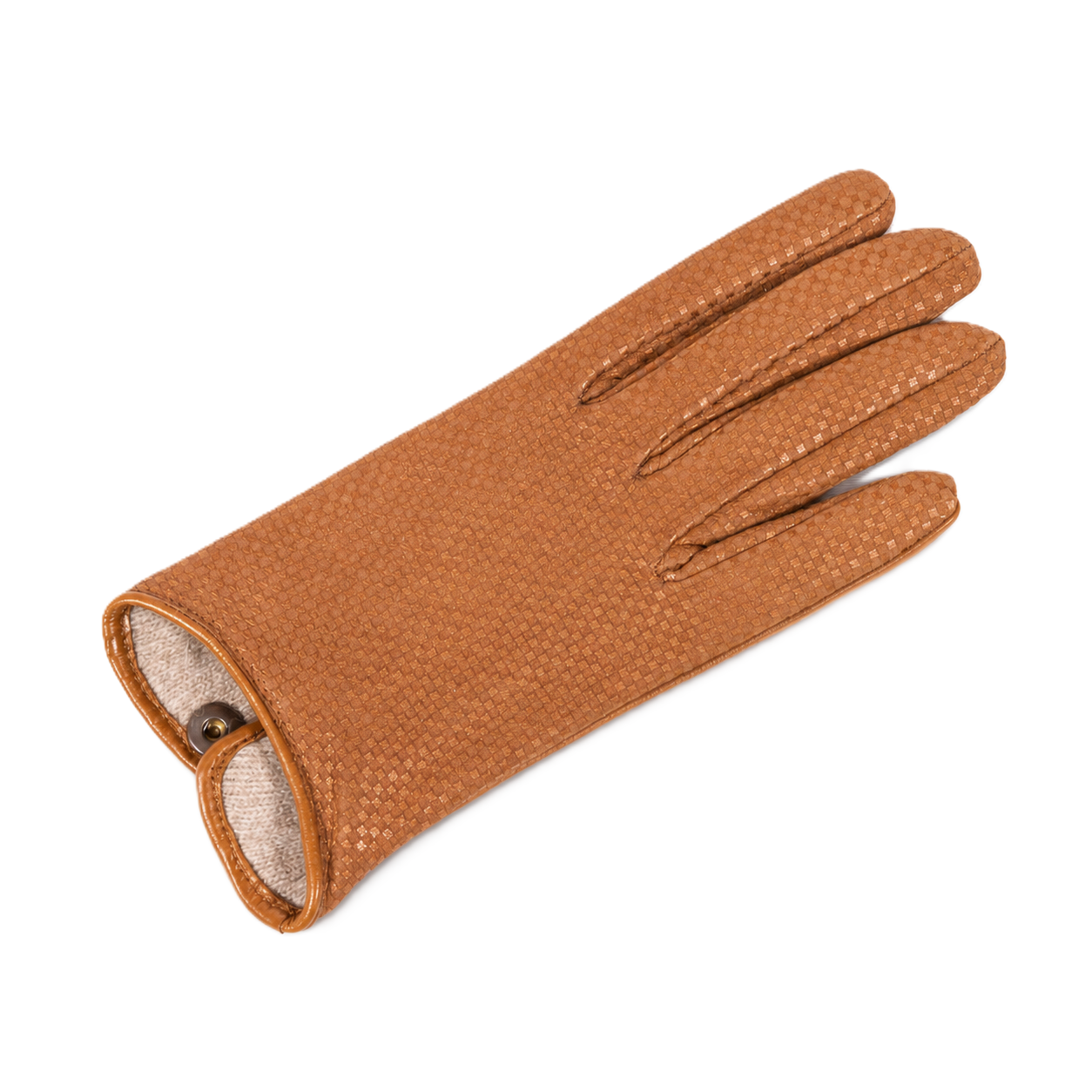 Ladies' check printed nappa leather gloves