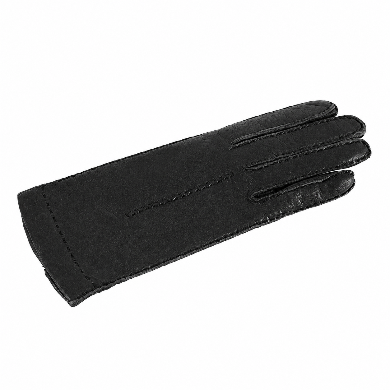 Women's peccary leather gloves entirely hand-sewn - Black 2