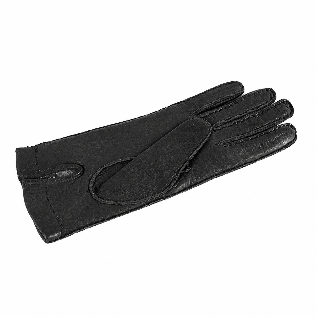 Women's peccary leather gloves entirely hand-sewn - Black 1