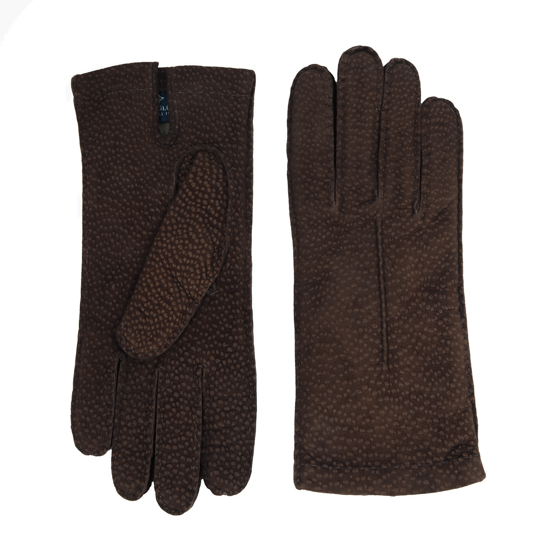 Woman's brown carpincho gloves entirely hand-sewn cashmere lined