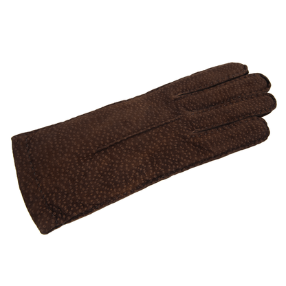 Woman's brown carpincho gloves entirely hand-sewn cashmere lined
