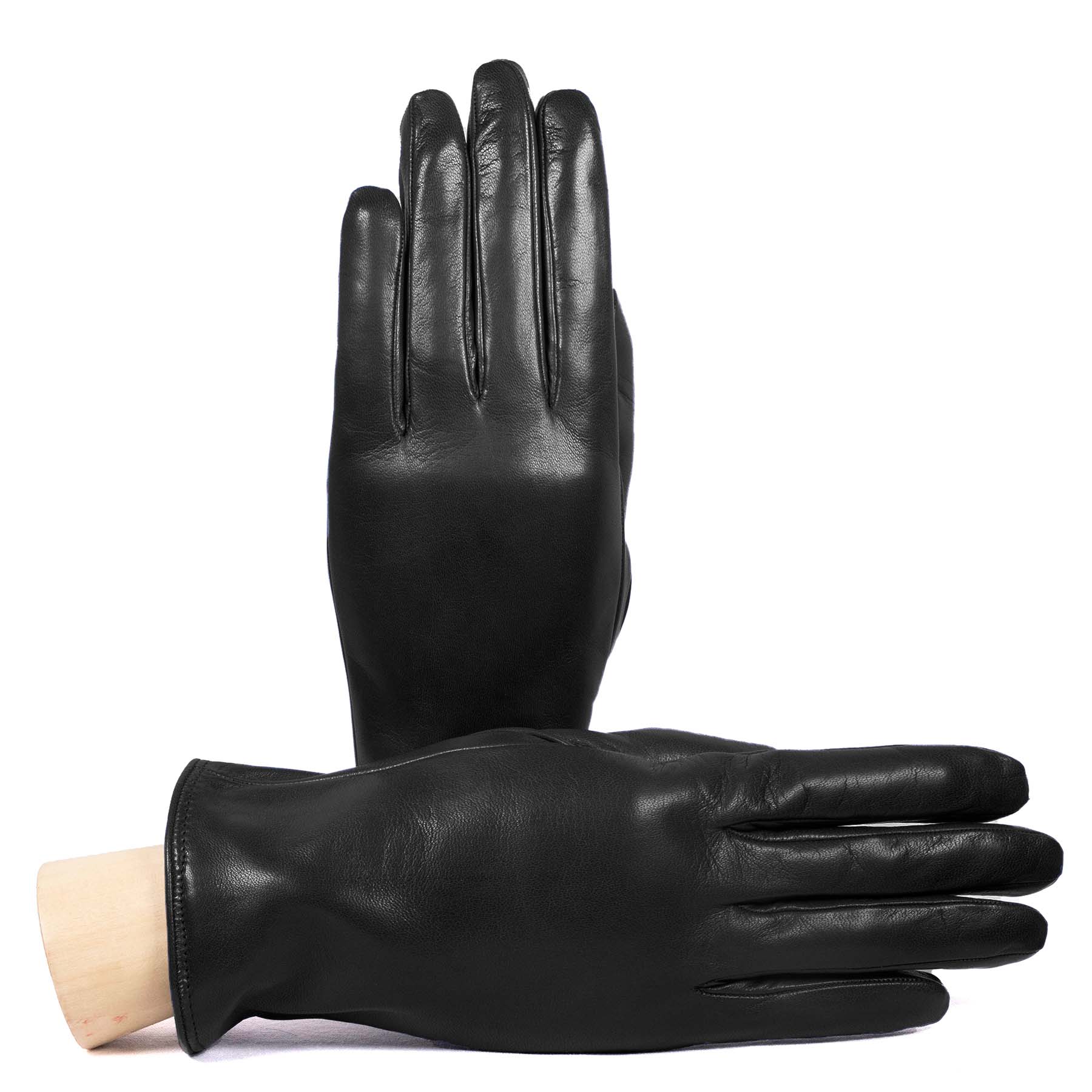 Elegant little black leather gloves showcasing Italian craftsmanship and premium Nappa leather for a timeless look.