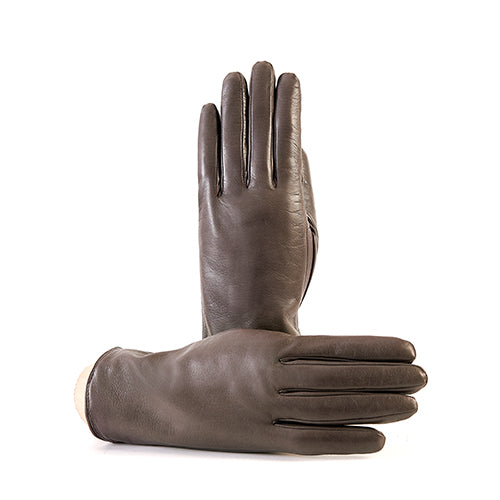 Women’s basic soft nappa touchscreen leather gloves with palm opening and cashmere lining