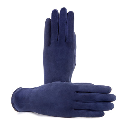 Guanti da donna classici in pelle suede colore tabacco con apertura sottomano e foderati cashmere