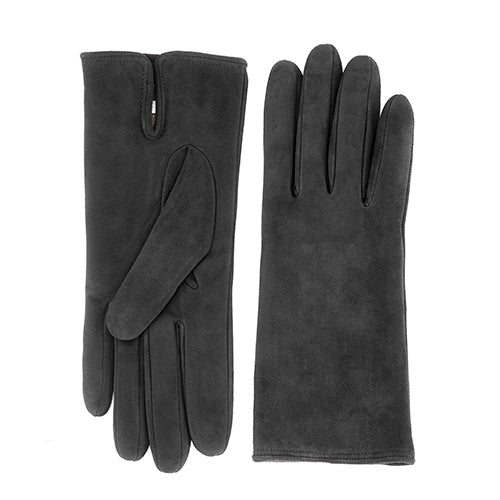 Guanti da donna classici in pelle suede colore tabacco con apertura sottomano e foderati cashmere