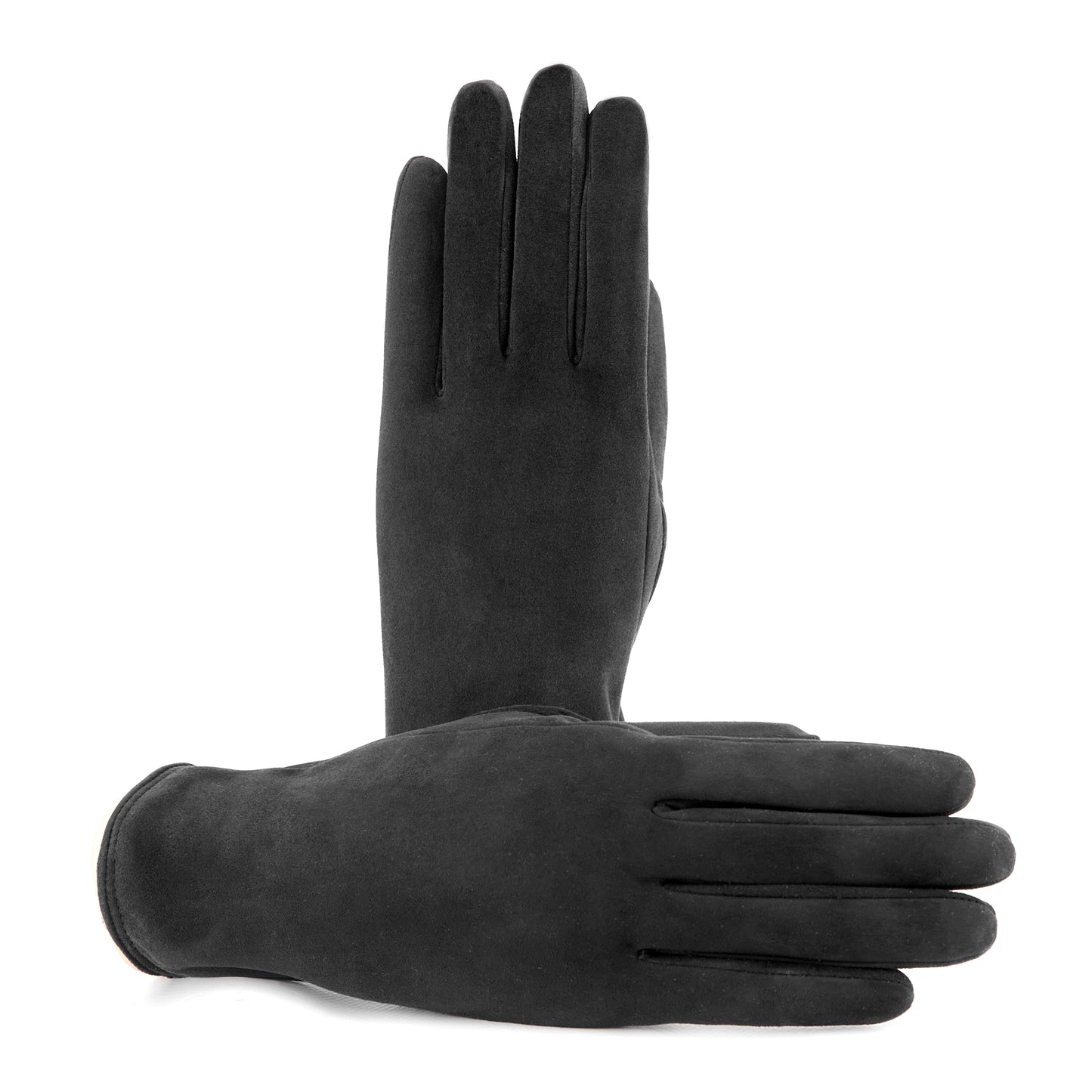 Guanti da donna classici in pelle suede colore tabacco con apertura sottomano e foderati cashmere