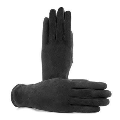Guanti da donna classici in pelle suede colore tabacco con apertura sottomano e foderati cashmere