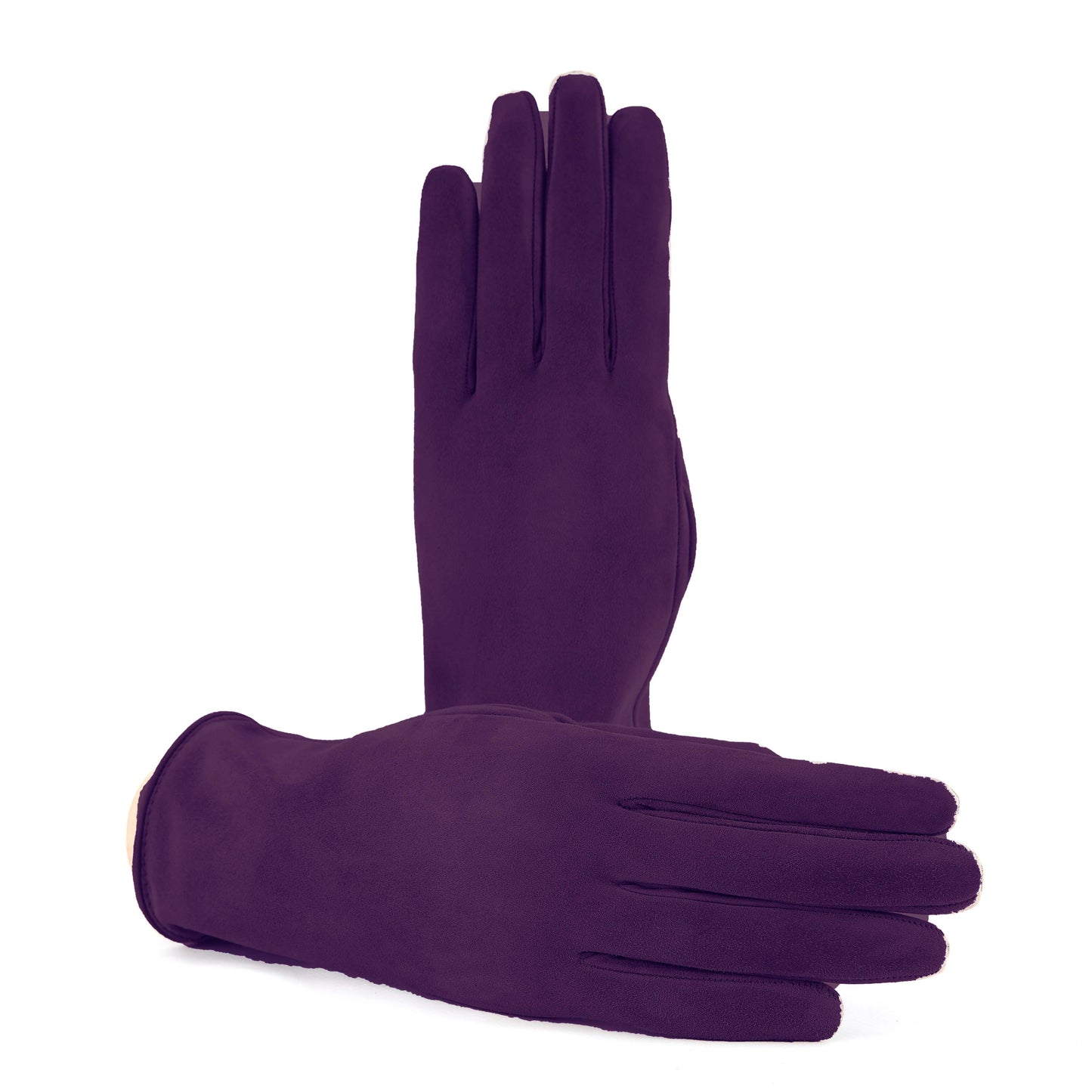 Guanti da donna classici in pelle suede colore tabacco con apertura sottomano e foderati cashmere