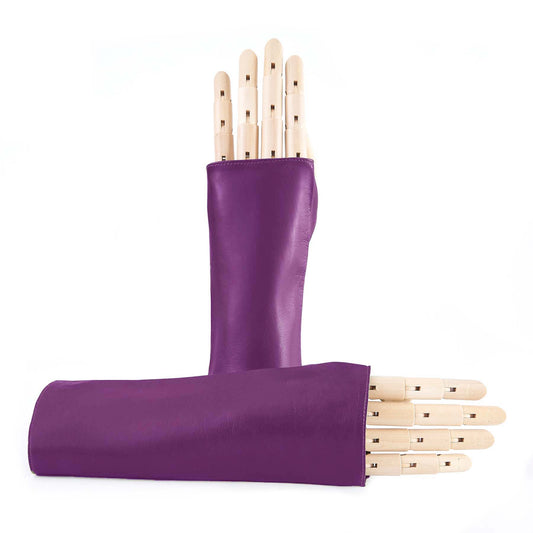 Women's fingerless crimson nappa leather gloves unlined