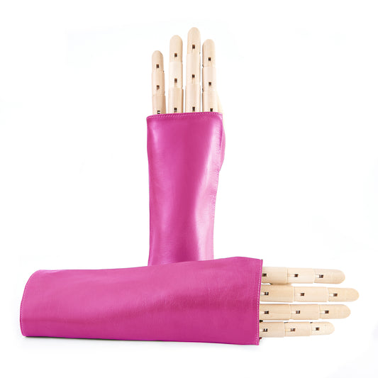 Women's fingerless pink nappa leather gloves unlined