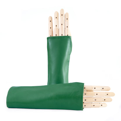 Women's fingerless emerald nappa leather gloves unlined