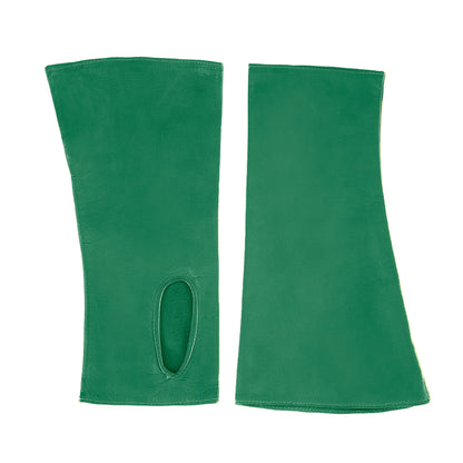Women's fingerless emerald nappa leather gloves unlined