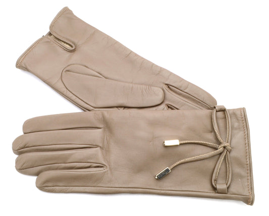 Women's nappa leather gloves with leather bow