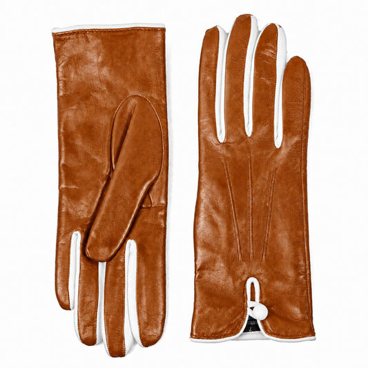 Women's  bicolor nappa leather gloves with silk lining