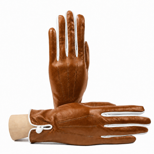 Women's  bicolor nappa leather gloves with silk lining