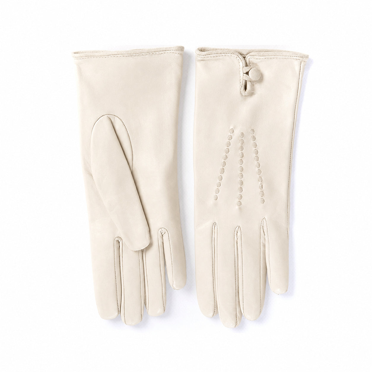 Women's silk lined gloves nappa gloves - Ecru 2