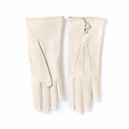 Women's silk lined gloves nappa gloves - Ecru 2