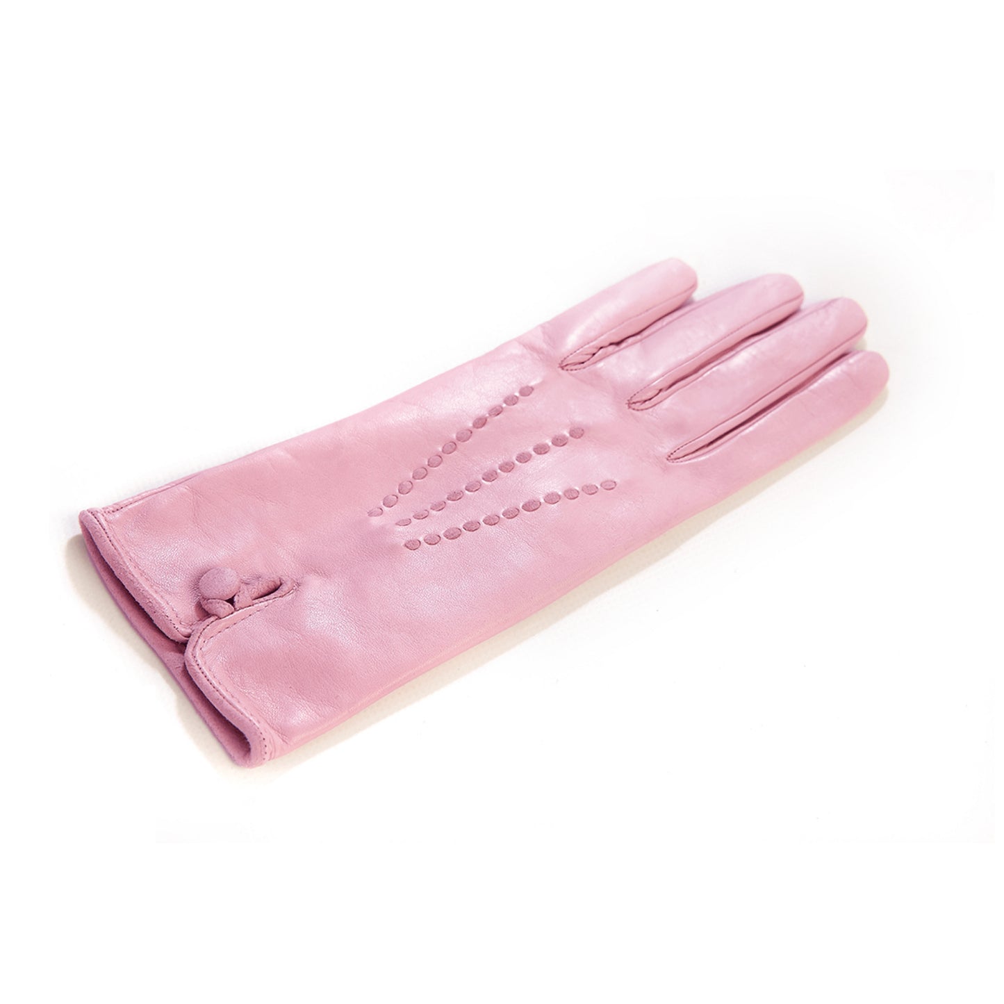 Women's silk lined gloves in soft real leather of color rose