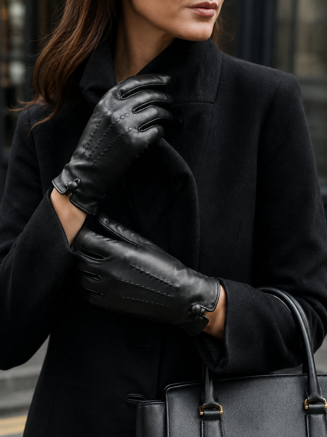 Women's silk lined gloves nappa gloves - Black 3