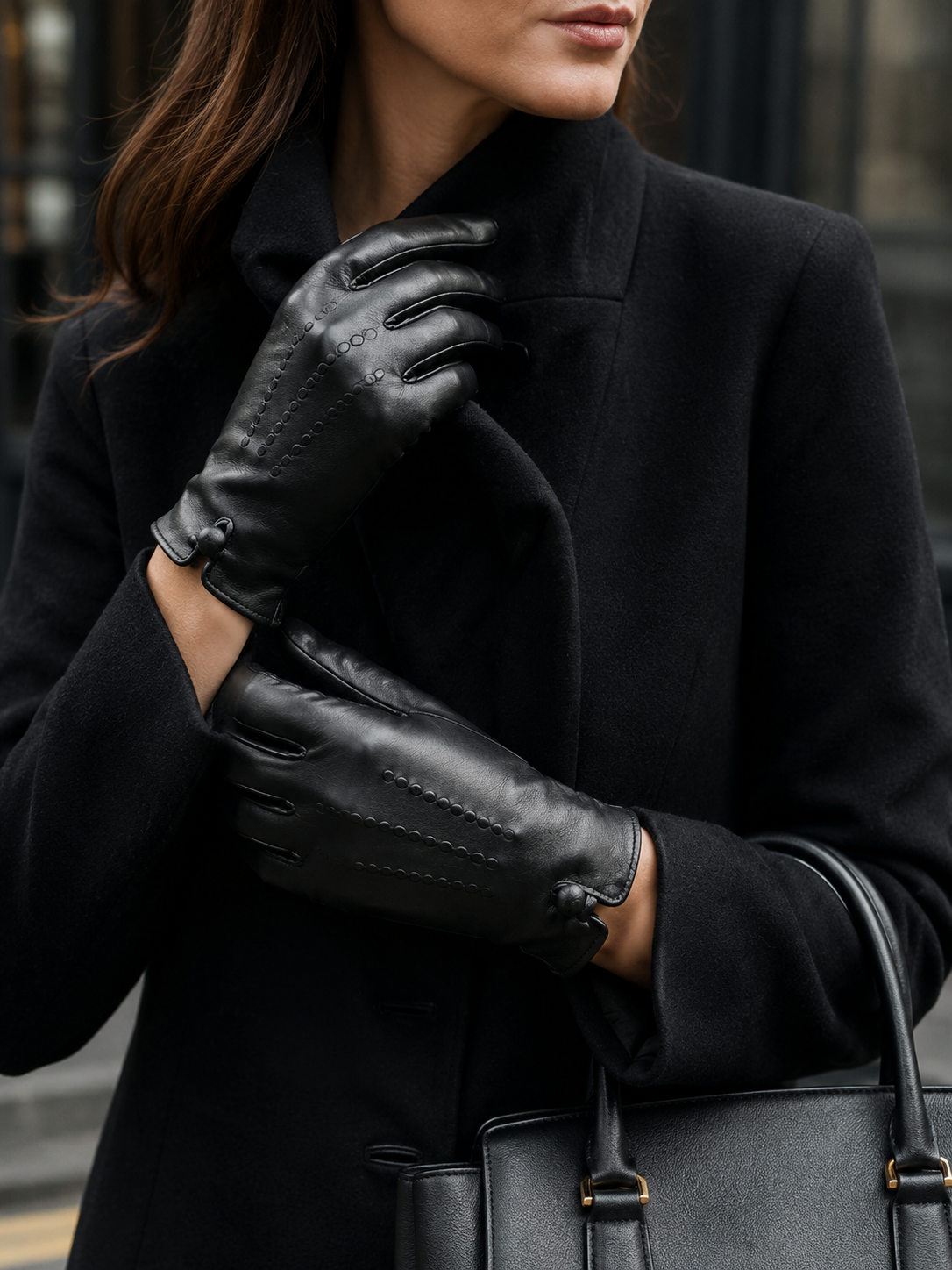 Women's silk lined gloves nappa gloves - Black 3