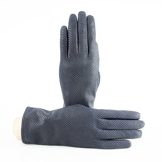 Women's blu printed nappa leather gloves and cashmere lining