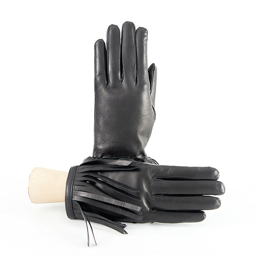 Ladies' nappa leather gloves with fringes, cashmere lined
