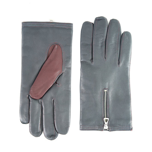 Men's nappa leather gloves with zip details , cashmere lining
