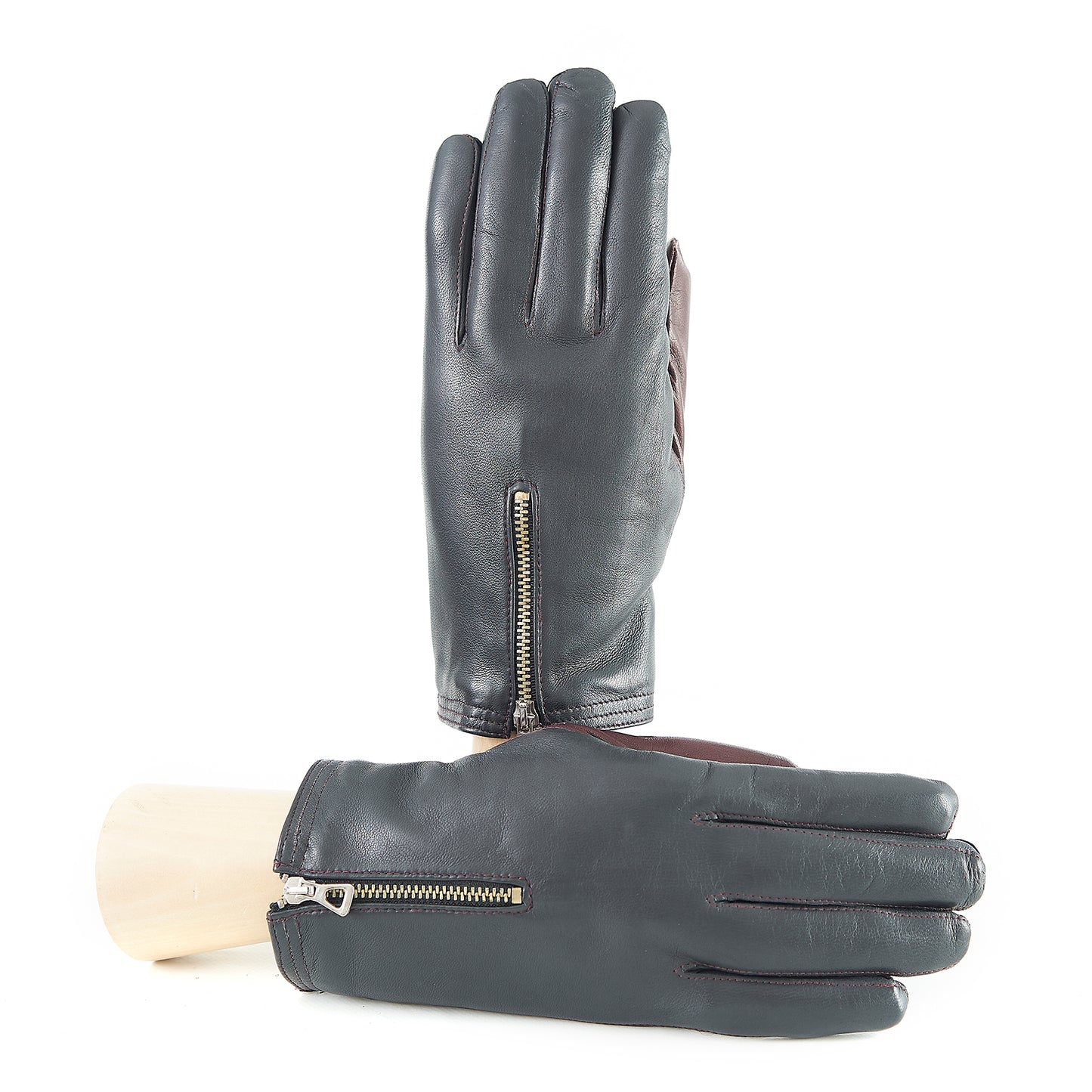 Men's nappa leather gloves with zip details , cashmere lining
