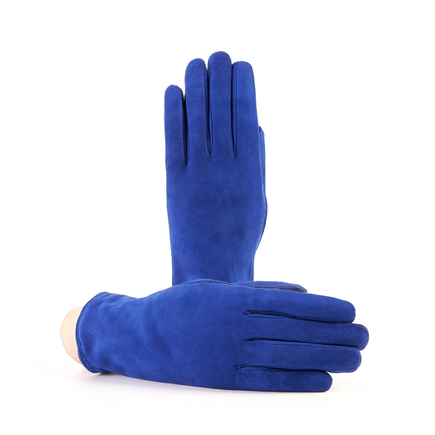 Guanti da donna classici in pelle suede colore tabacco con apertura sottomano e foderati cashmere