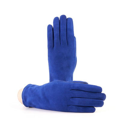 Guanti da donna classici in pelle suede colore tabacco con apertura sottomano e foderati cashmere