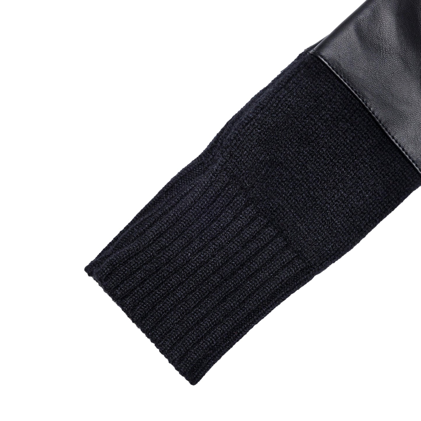 Women's metal free black nappa leather gloves with a medium-length natural cashmere sleeve