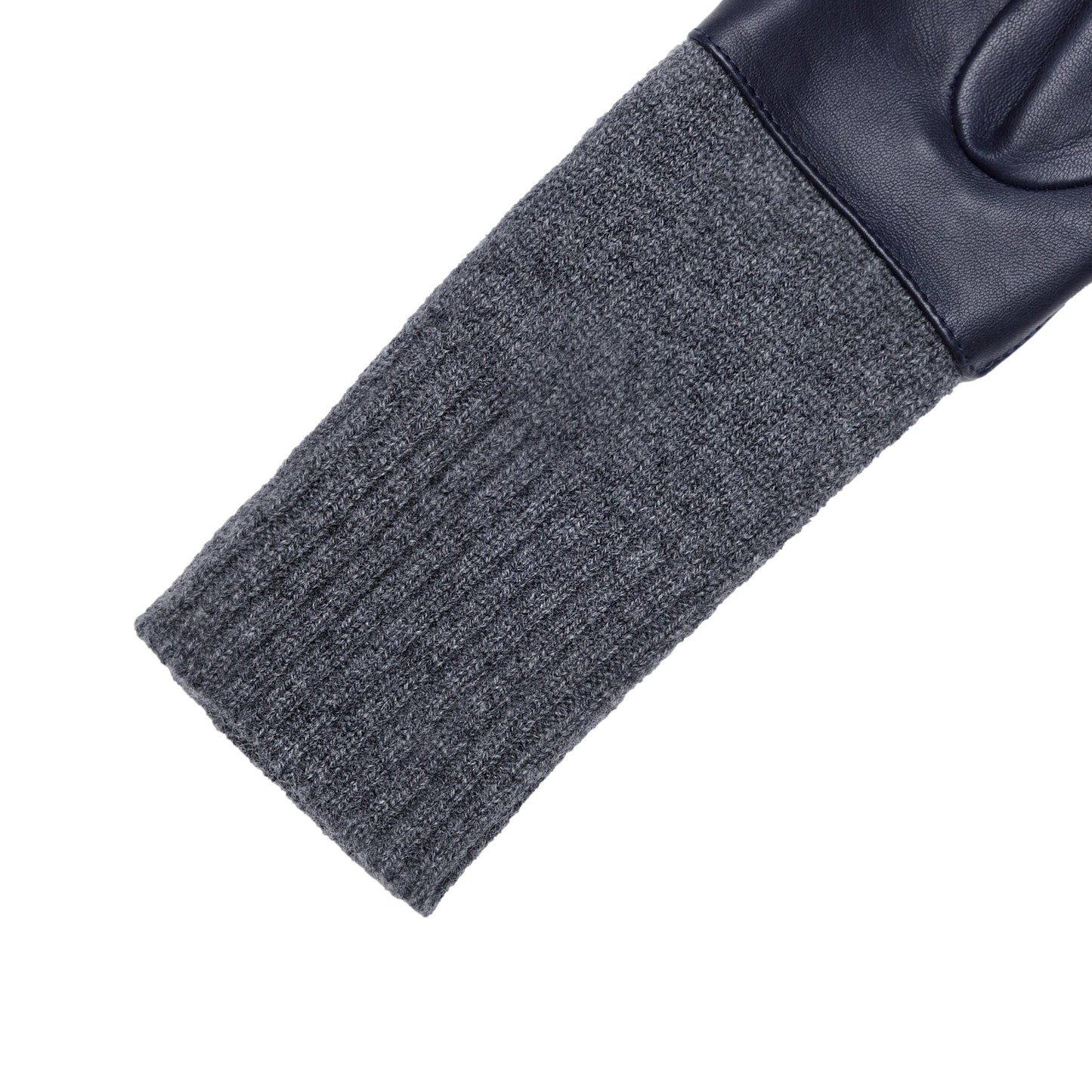 Women's metal free grey nappa leather gloves with a medium-length natural cashmere sleeve