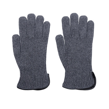 Men's natural cashmere gloves with side opening and chrome-free leather piping