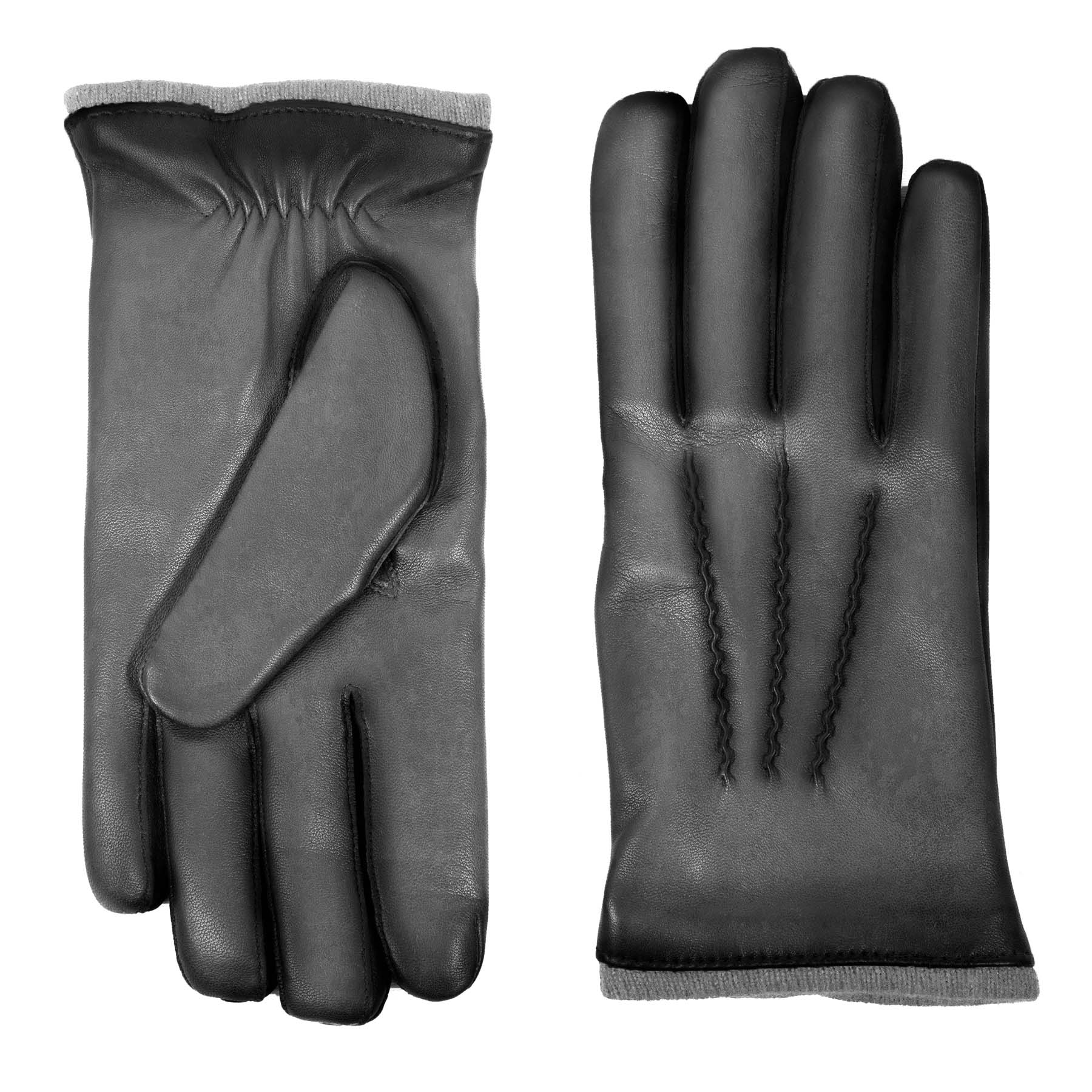 Men's vintage style black leather gloves featuring a soft lining and elegant stitching, showcasing Italian craftsmanship.